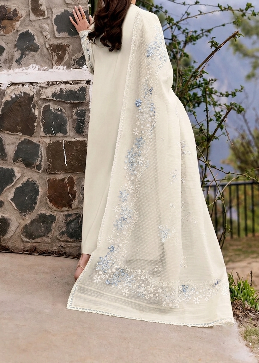 Grace S1507-Embroidered 3pc Lawn Dress With Printed Lawn Dupatta.
