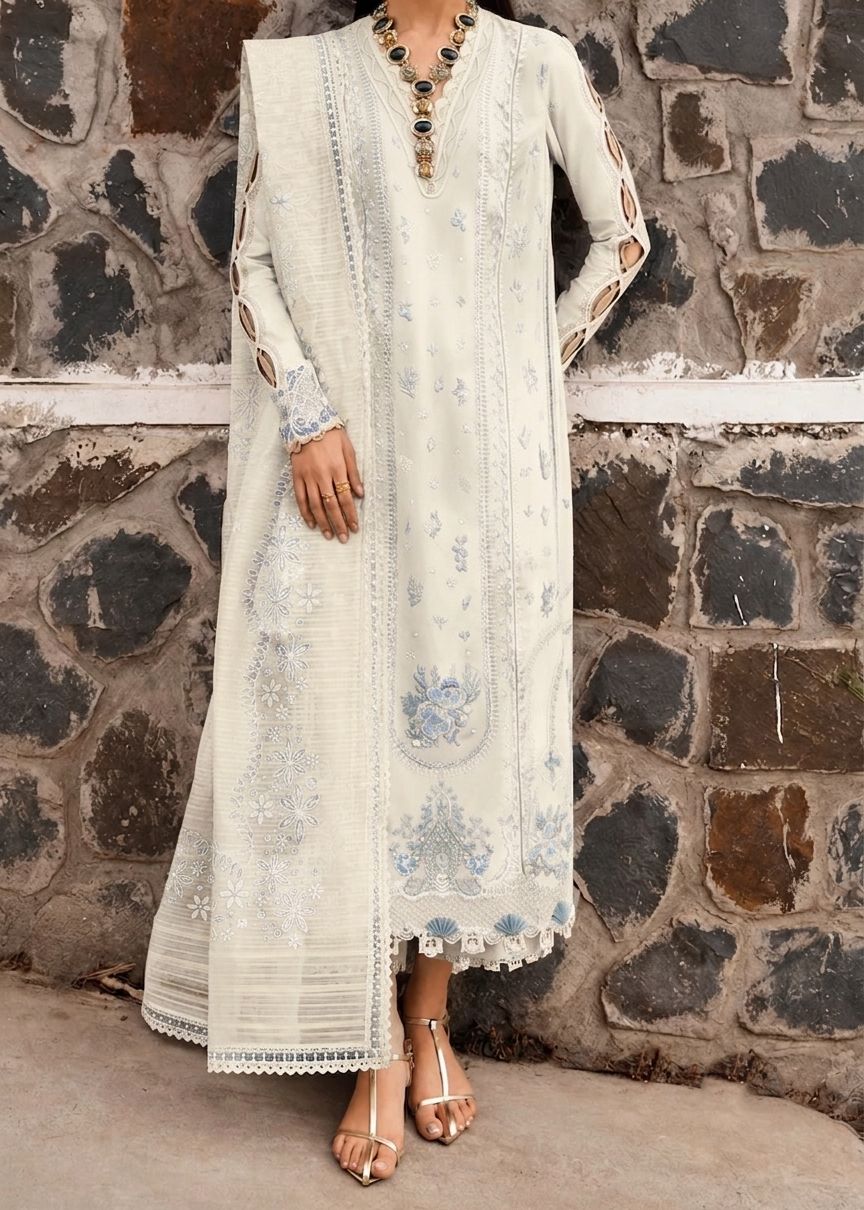Grace S1507-Embroidered 3pc Lawn Dress With Printed Lawn Dupatta.
