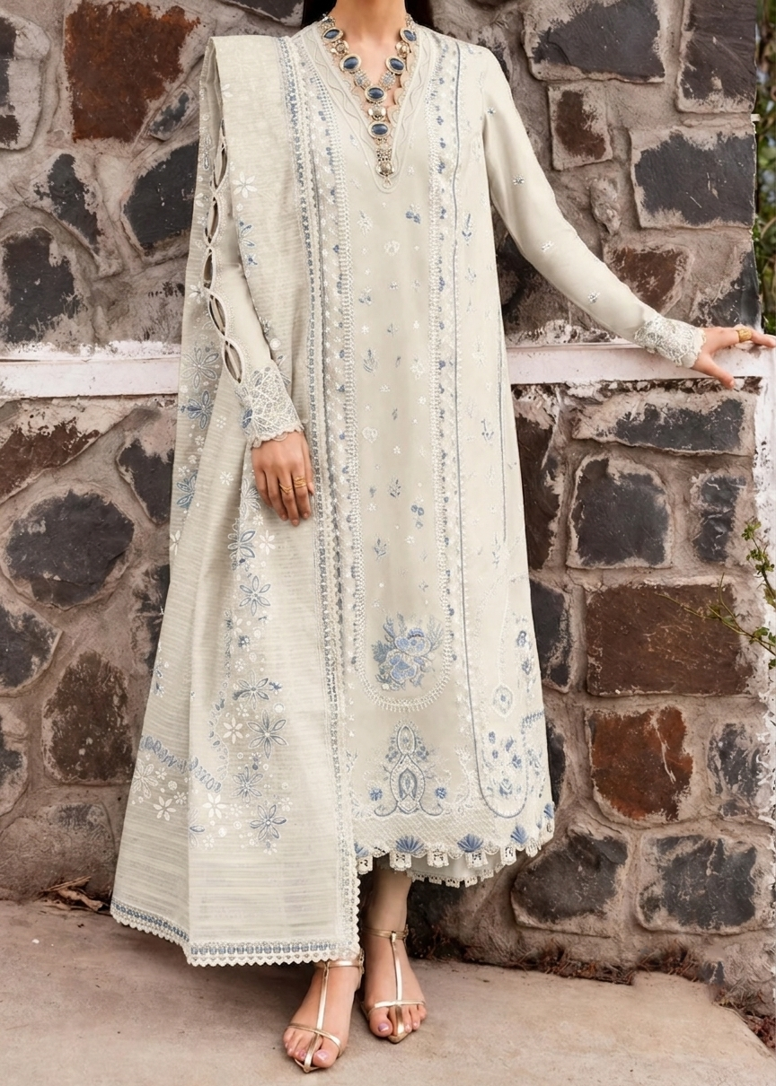 Grace S1483-Embroidered 3pc Lawn Dress With Printed Lawn Dupatta.