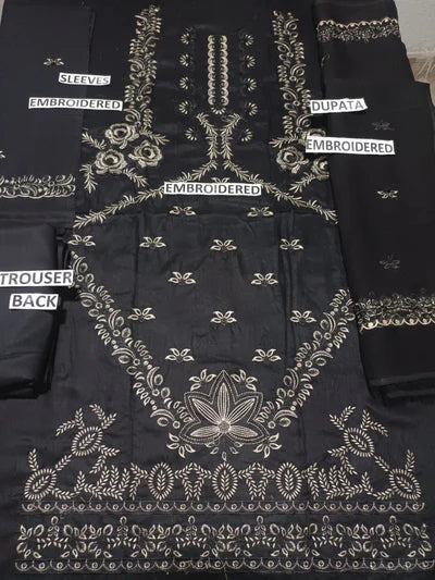 Grace W737-Embroidered 3pc Marina Dress With Printed Munar Dupatta.