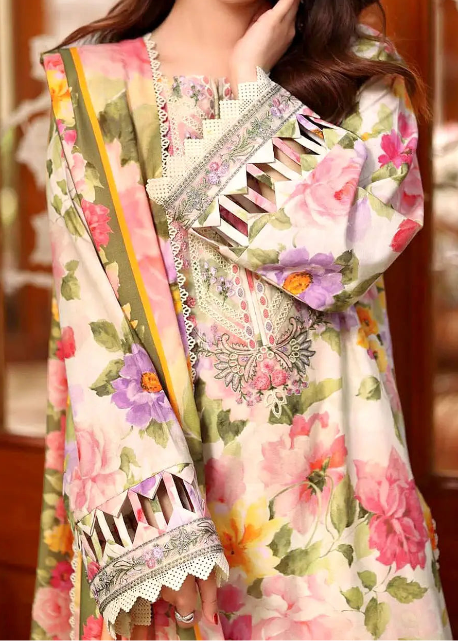 Grace S1361 - Printed & Embroidered 3pc Lawn Dress With Embroidered Sequence Chiffon Dupatta.