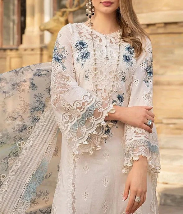 white christmas dresses Grace S670 -Shifli Embroidered in Laser cutwork 3pc lawn dress with Em