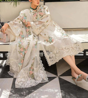 Grace S469-Embroided 3pc lawn dress with embroidered chiffon dupatta.