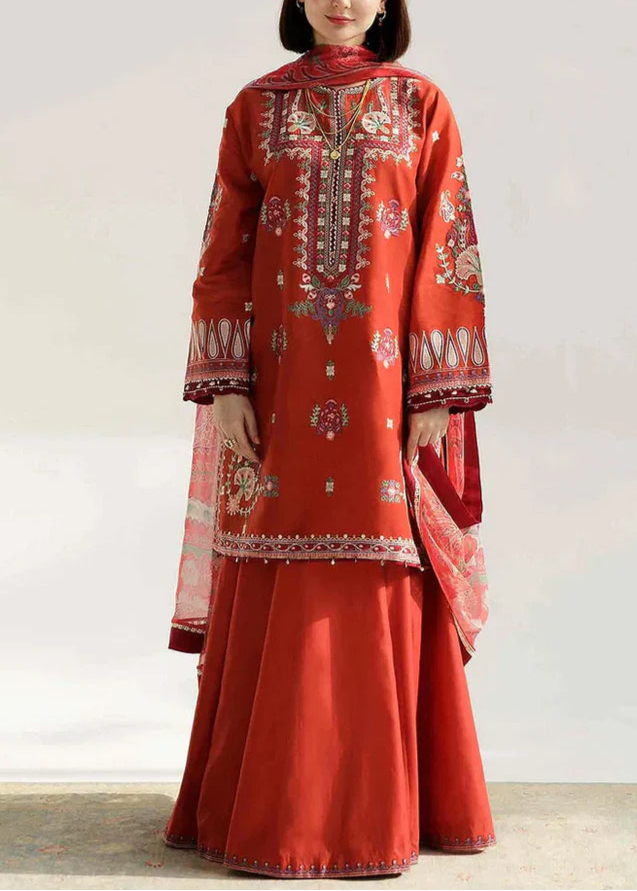 Grace S1185-Embroidered 3pc Lawn Dress With Printed Munar Dupatta.