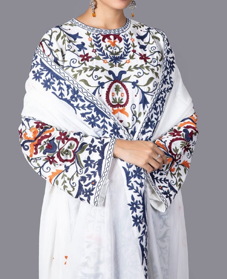 Grace W125 -Embroidered 3pc marina dress with Embroidered marina shawl.