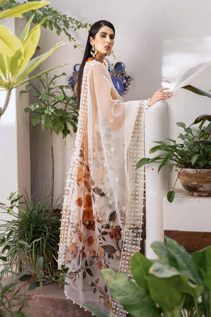 Grace S69- Embroidered 3pc lawn dress with Digital Printed Organza Dupatta