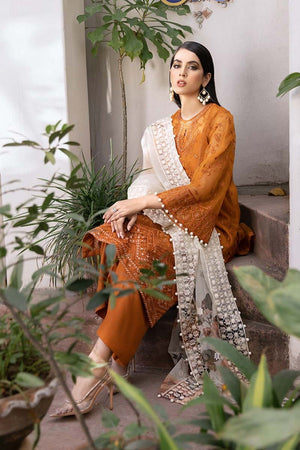 Grace S69- Embroidered 3pc lawn dress with Digital Printed Organza Dupatta