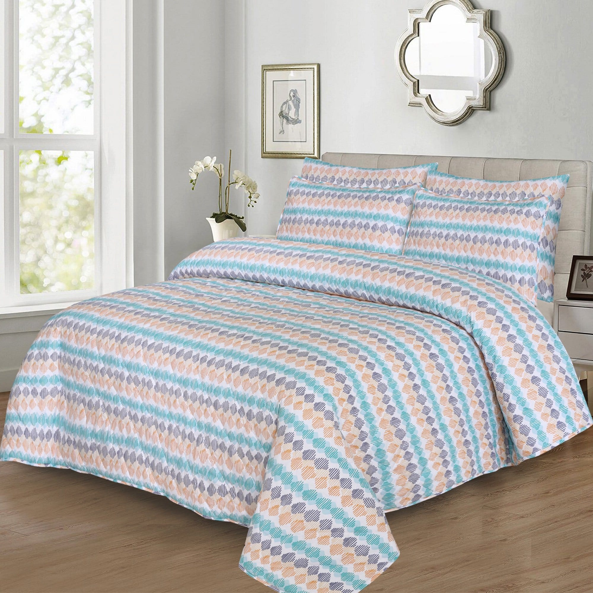 Grace D453-6 pc Comforter Set with 4 pillow covers