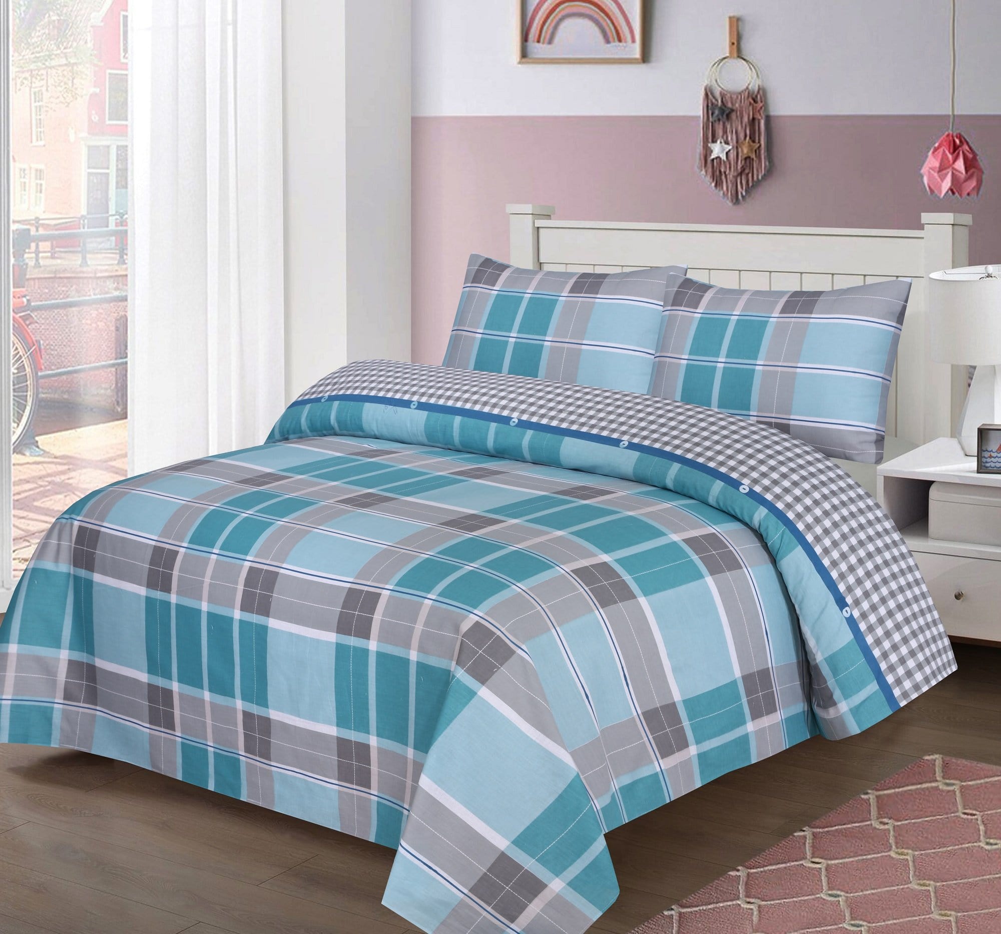 Grace D405-Cotton PC King Size Bedsheet with 2 Pillow Covers.