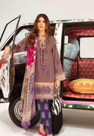 Grace S17- Embroidered 3pc lawn dress with printed chiffon dupatta.