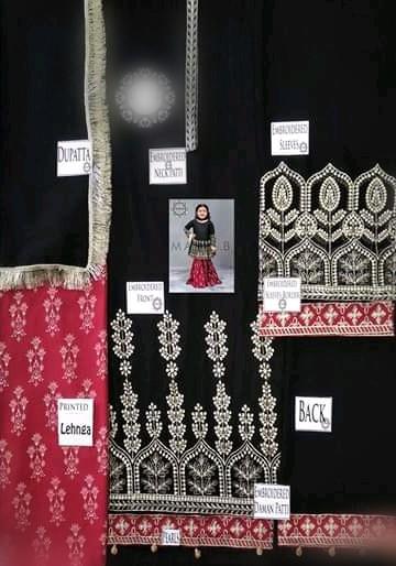 Maria 28-Kids Embroided 3pc chiffon dress with chiffon dupatta. - gracestore.pk