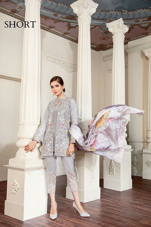 Barooque 07 Flona-Heavy Embroided 3pc unstiched pure chiffon dress with printed silk dupatta. - gracestore.pk