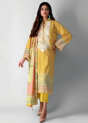 Khaadi 20118-Embroidered 3pc marina dress with printed dhanak dupatta.