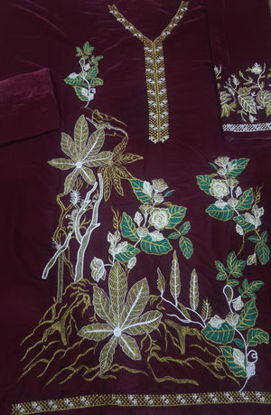 Grace W72 - Embroidered Velvet Shirt.