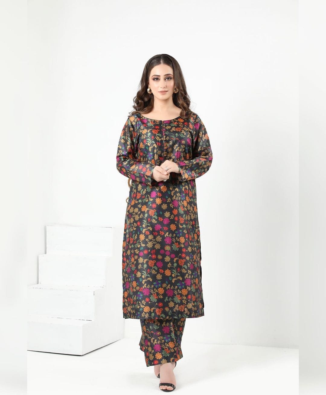 Grace S56-Digital Printed 3pc silk dress with Printed organza dupatta.