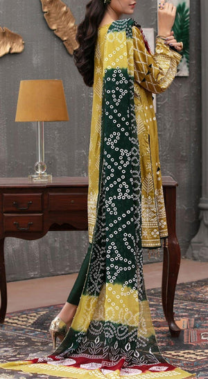 Grace S355-Embroidered 3pc lawn dress with Printed chiffon dupatta.