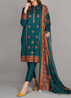 Grace S220 - Embroidered 3pc linen dress with embroidered Linen dupatta.