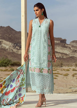 Grace S186- Heavy Shifli Embroidered 3pc lawn dress with silk printed dupatta.