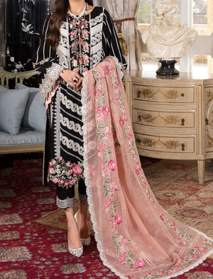 Grace S115- Embroidered 3pc lawn dress with embroidered chiffon dupatta.