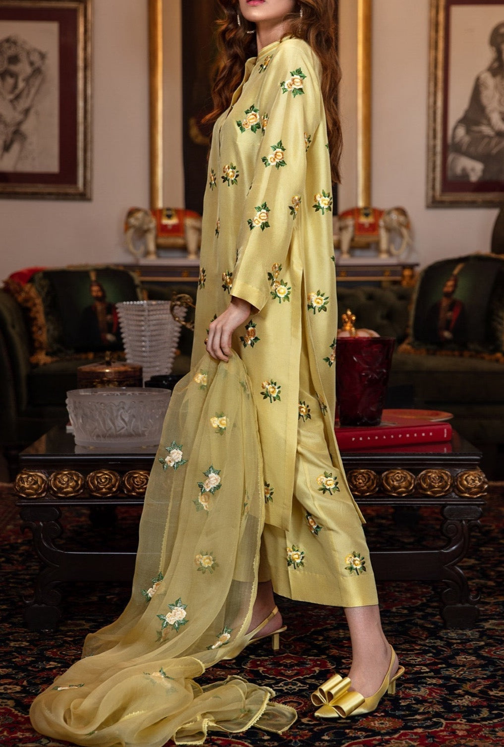 Grace W22- Embroidered 3pc silk dress with embroidered organza dupatta - gracestore.pk Grace W22- Embroidered 3pc silk dress with embroidered organza dupatta - gracestore.pk