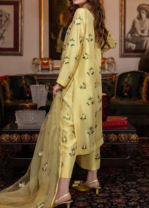 Grace W22-  Embroidered 3pc silk dress with embroidered organza dupatta.