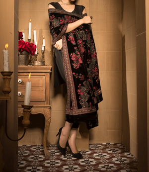 Sarinnah Premium 02-Embroided Fine quality Velvet shawl. - gracestore.pk