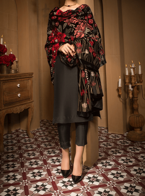 Sarinnah Premium 01- Embroided Fine quality Velvet shawl. - gracestore.pk