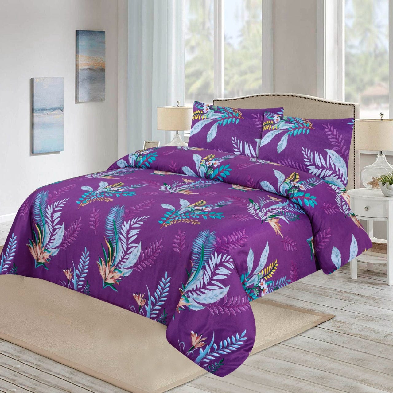 Rosita plum D697- Cotton Sateen Bed Sheet Set (Premium)