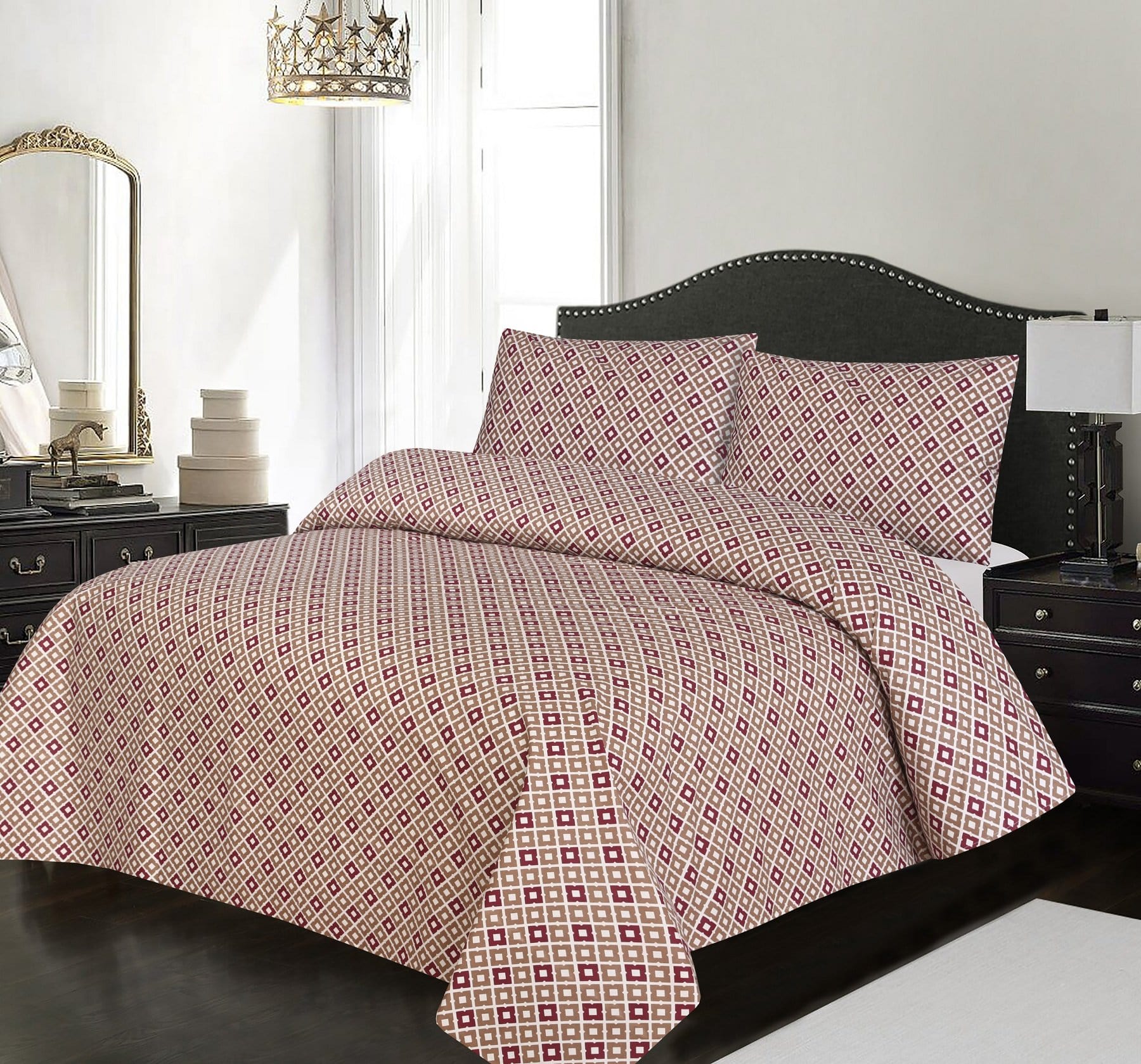 Grace D502-Cotton pc Single size Bedsheet with 1 pillow cover.