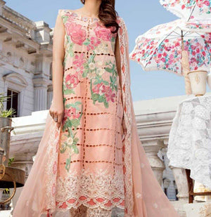 Grace S309-Embroidered 3pc lawn dress with Embroiderd chiffon dupatta.