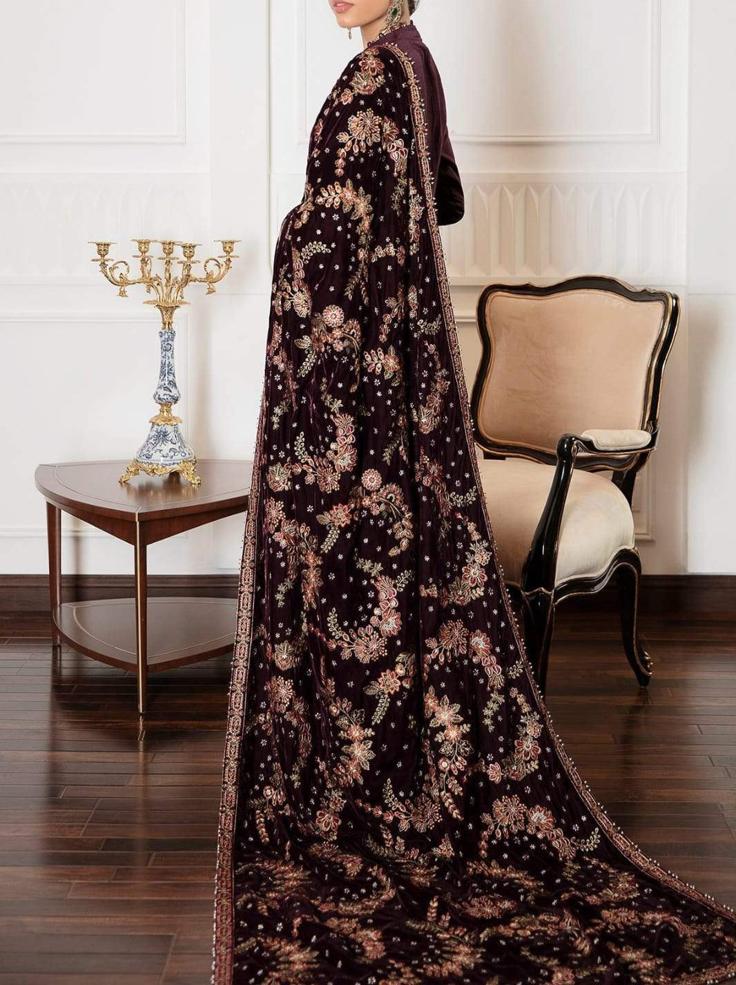 Grace premium D52-Embroided Fine quality Velvet shawl.