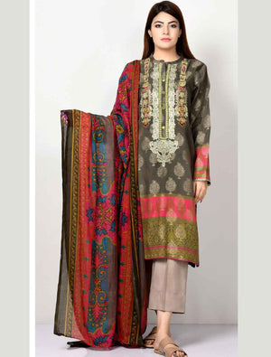 Limelight 63582-Embroided 3pc lawn dress with printed lawn dupatta. - gracestore.pk