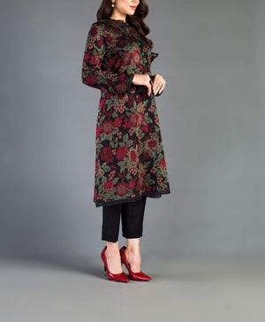 Grace A19-Embroided 3pc linen dress with embroidered chiffon dupatta.