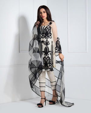 Sehrish Rehan 2-Embroidered 3pc organza dress with organza printed duppata.