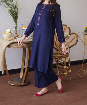 Grace W103 -Embroidered 3pc marina dress with embroidered marina dupatta