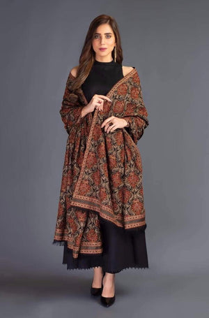 Sarinnah premium D15-Luxury Formal Heavy Embroidered Karandi Shawl.