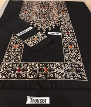 J.J Black-Embroided 2pc lawn dress shirt & trouser.