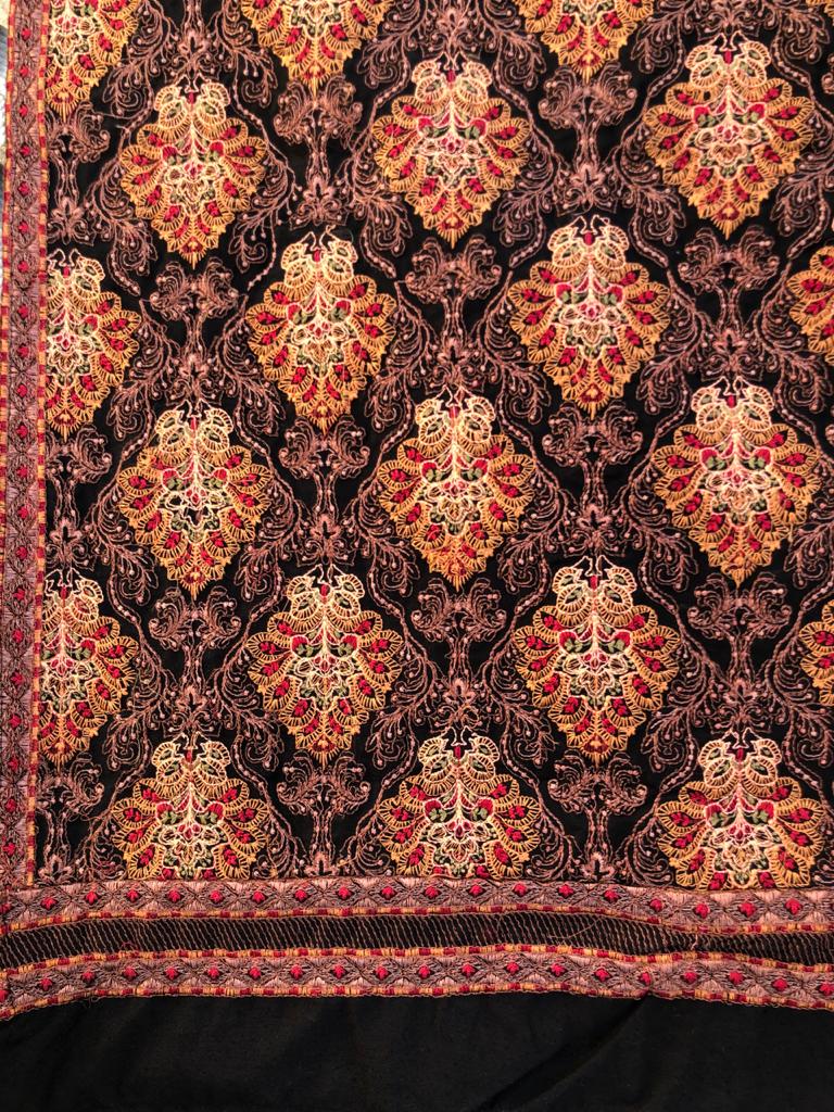 Sarinnah premium D15-Luxury Formal Heavy Embroidered Karandi Shawl.