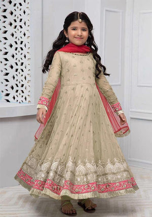 Maria 244 Skin-Heavy Embroidered 3pc kids traditional dress.