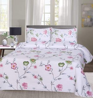 Grace D489-Cotton pc Single size Bedsheet with 1 pillow cover.