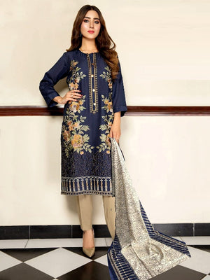 Grace S50-Embroidered 3pc lawn dress with Printed chiffon dupatta.