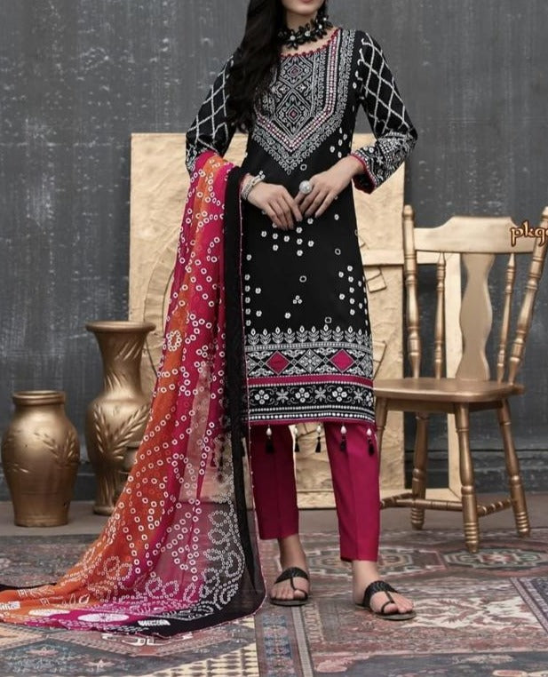 Grace S356- Embroidered 3pc lawn dress with Printed chiffon dupatta.