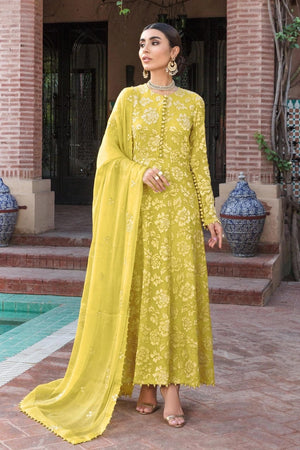 Grace S113- Embroidered 3pc lawn dress with embroidered chiffon dupatta.