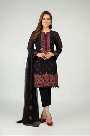 Grace S125-Embroidered 3pc lawn dress with embroidered chiffon dupatta.