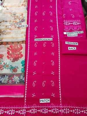 Grace S152 -Embroidered 3pc lawn dress with Digital chiffon dupatta.