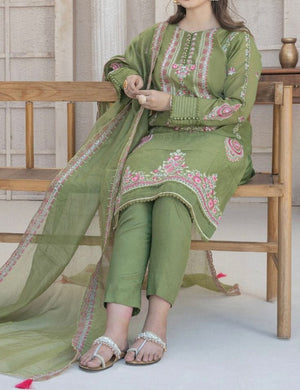 Grace S155- Embroidered 3pc lawn dress with Embroidered Organza Dupatta