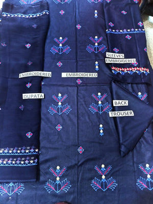 Grace S168-Embroidered 3pc lawn dress with embroidered chiffon dupatta.