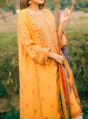Grace S187- Embroidered 3pc lawn dress with embroidered chiffon dupatta.