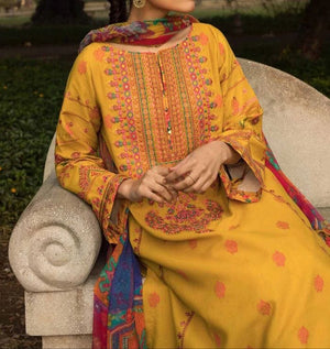 Grace S187- Embroidered 3pc lawn dress with embroidered chiffon dupatta.