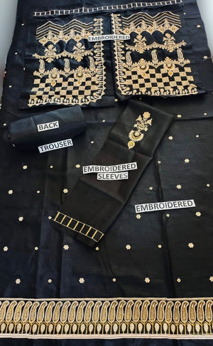 Grace S197- Embroidered 2pc (Kataan) Silk dress shirt & trouser